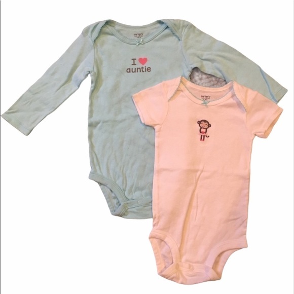 CARTER’S I Love Auntie Blue & White Bodysuit Set 12 Months - Picture 2 of 4